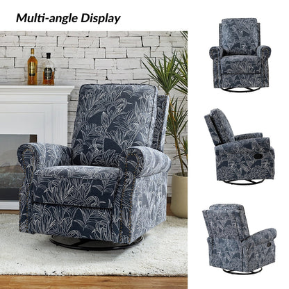 Fauteuil inclinable pivotant à bascule et à imprimé floral Roderich Farmhouse avec accoudoirs roulés par HULALA HOME
