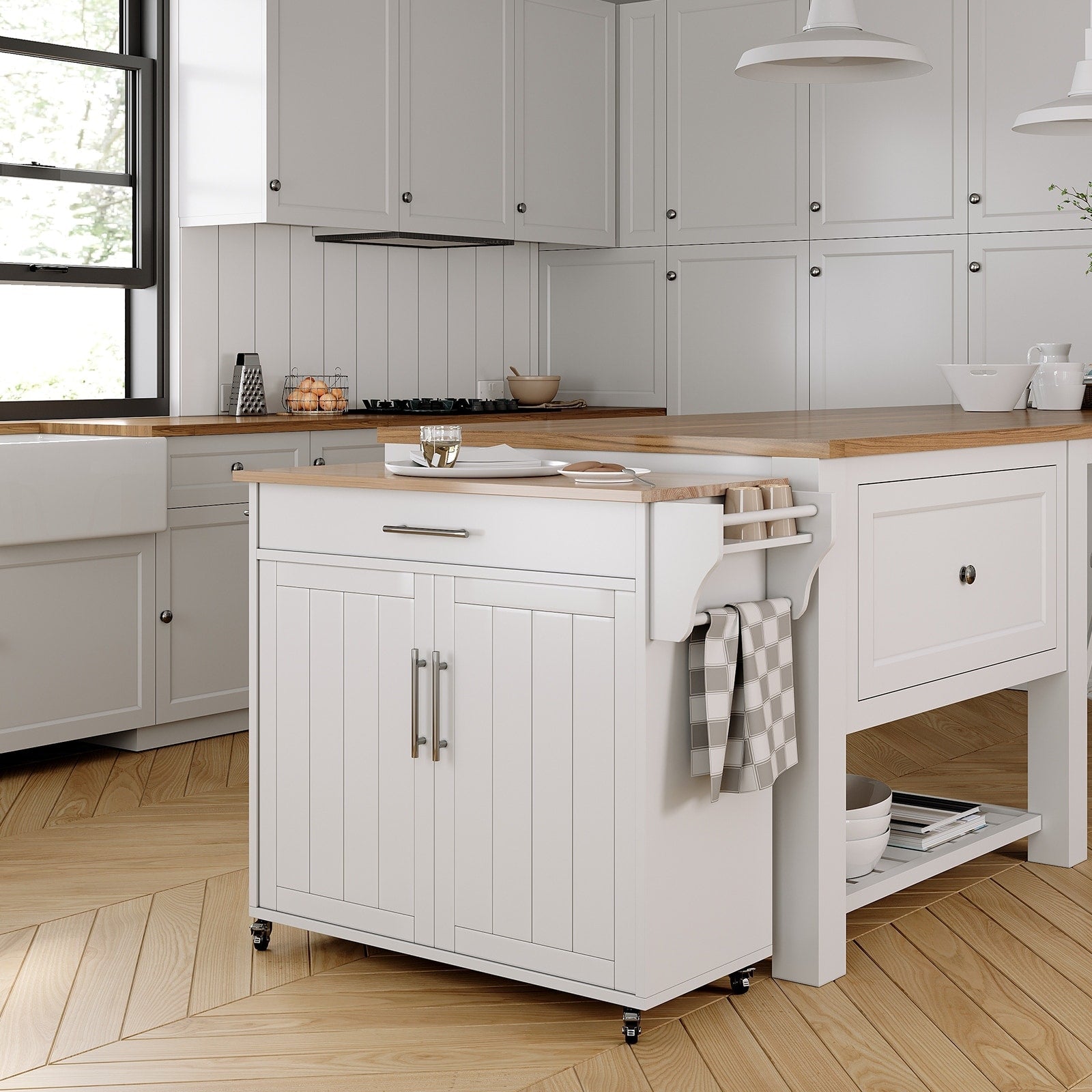 Îlot de cuisine roulant avec armoire de rangement