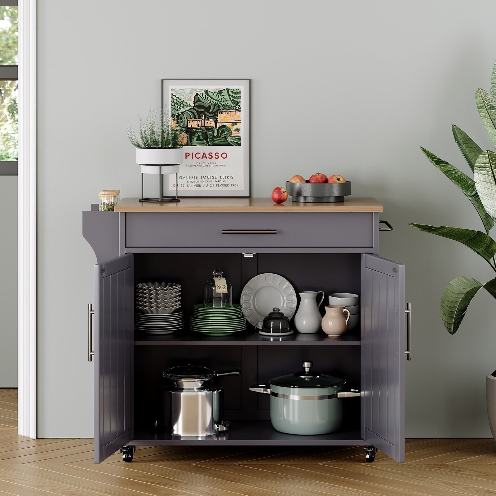 Îlot de cuisine roulant avec armoire de rangement