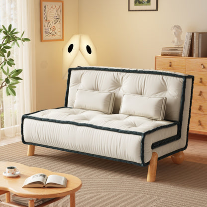 Canapé sans accoudoirs Romision en velours technologique beige