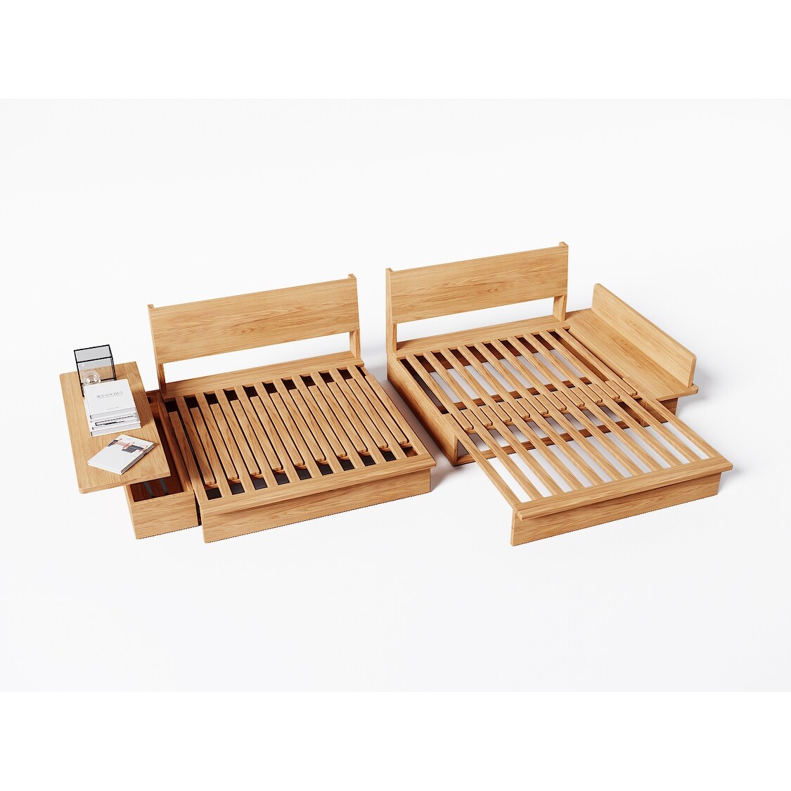 Canapé rectangulaire trois places Romision en tissu lin