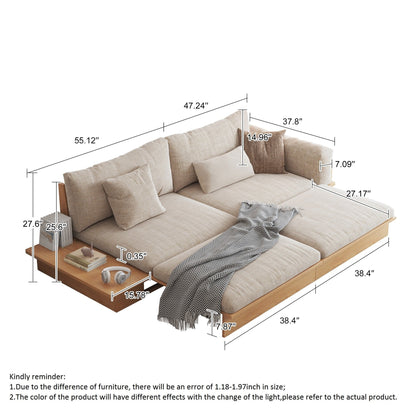 Canapé rectangulaire trois places Romision en tissu lin
