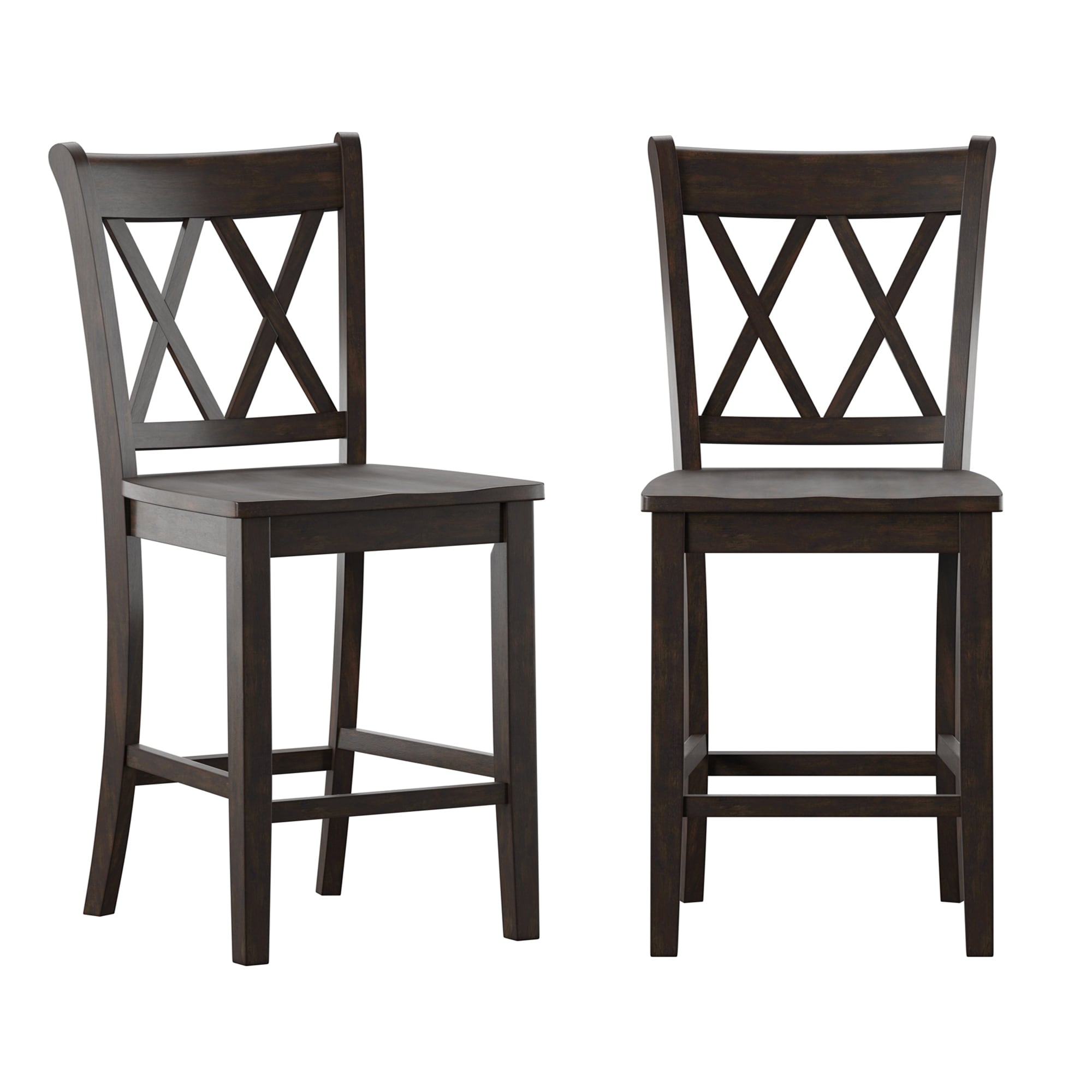 Chaises de comptoir Ronda à dossier double en X (lot de 2)