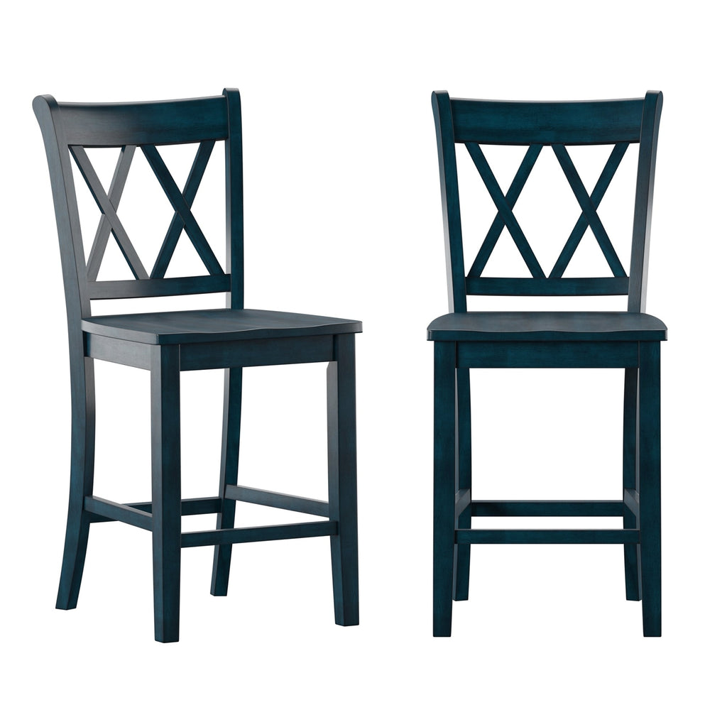Chaises de comptoir Ronda à dossier double en X (lot de 2)