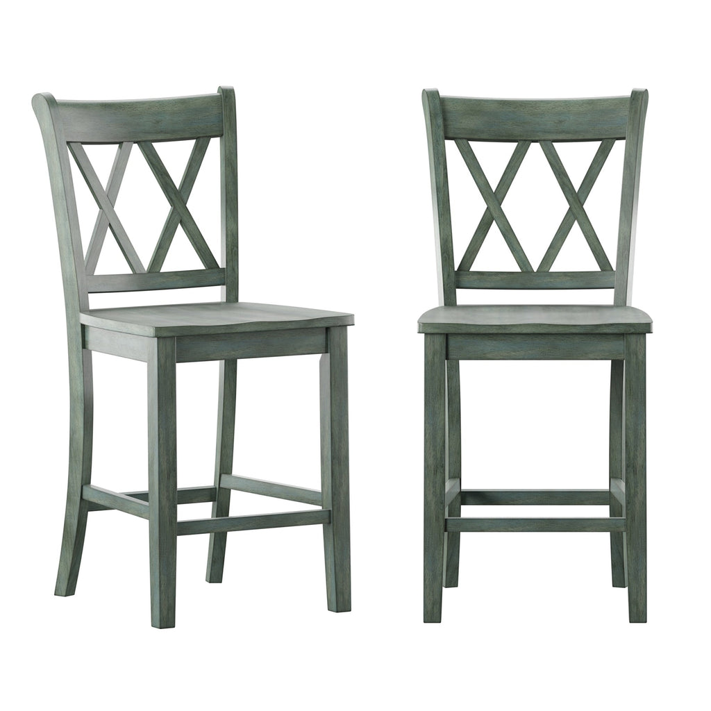 Chaises de comptoir Ronda à dossier double en X (lot de 2)