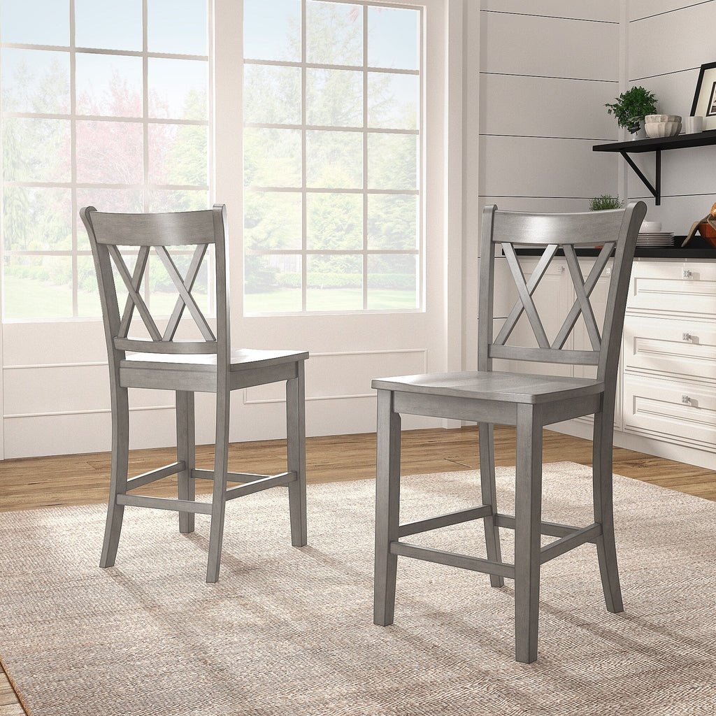 Chaises de comptoir Ronda à dossier double en X (lot de 2)