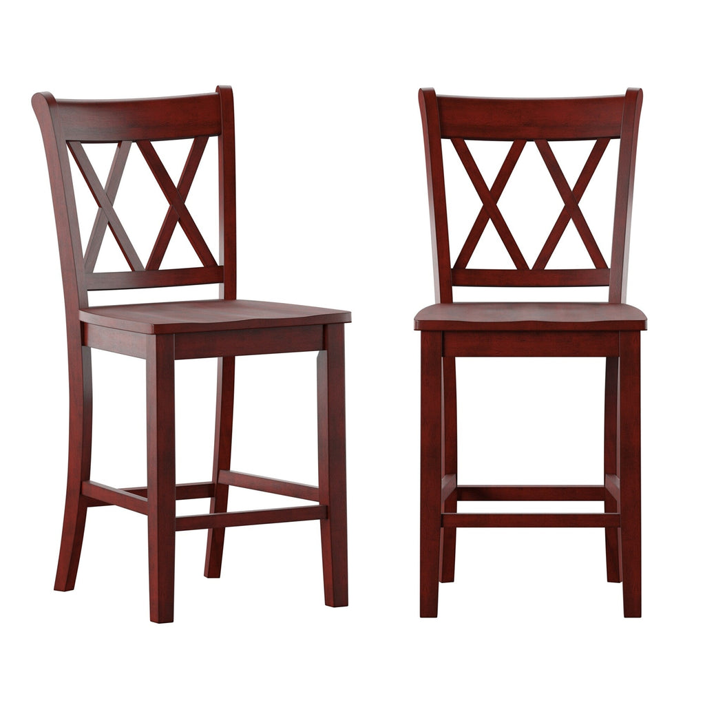 Chaises de comptoir Ronda à dossier double en X (lot de 2)