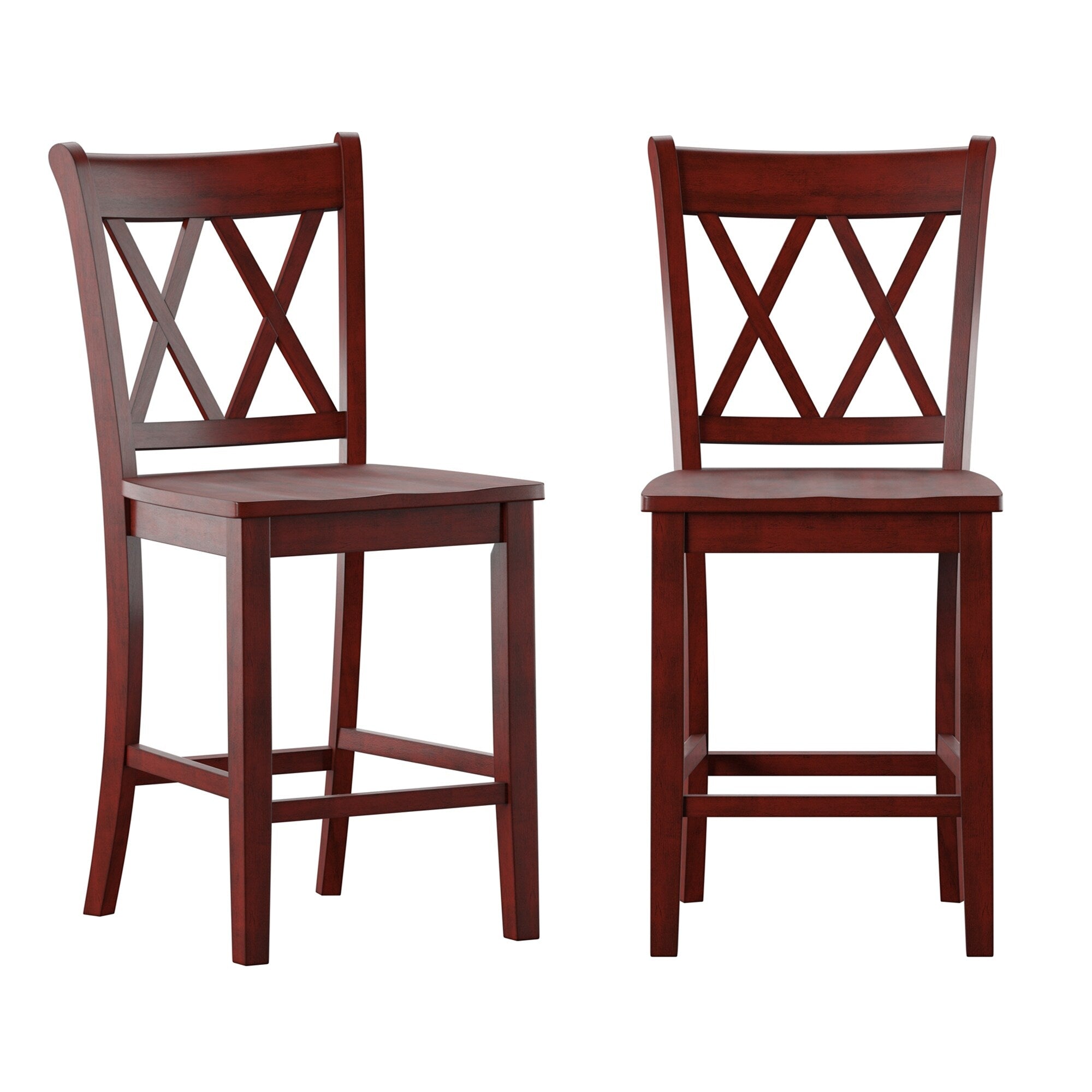 Chaises de comptoir Ronda à dossier double en X (lot de 2)