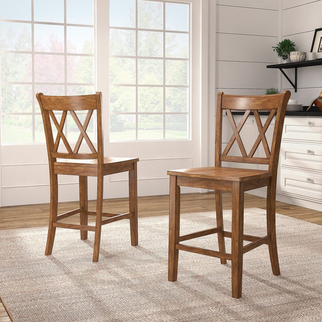 Chaises de comptoir Ronda à dossier double en X (lot de 2)