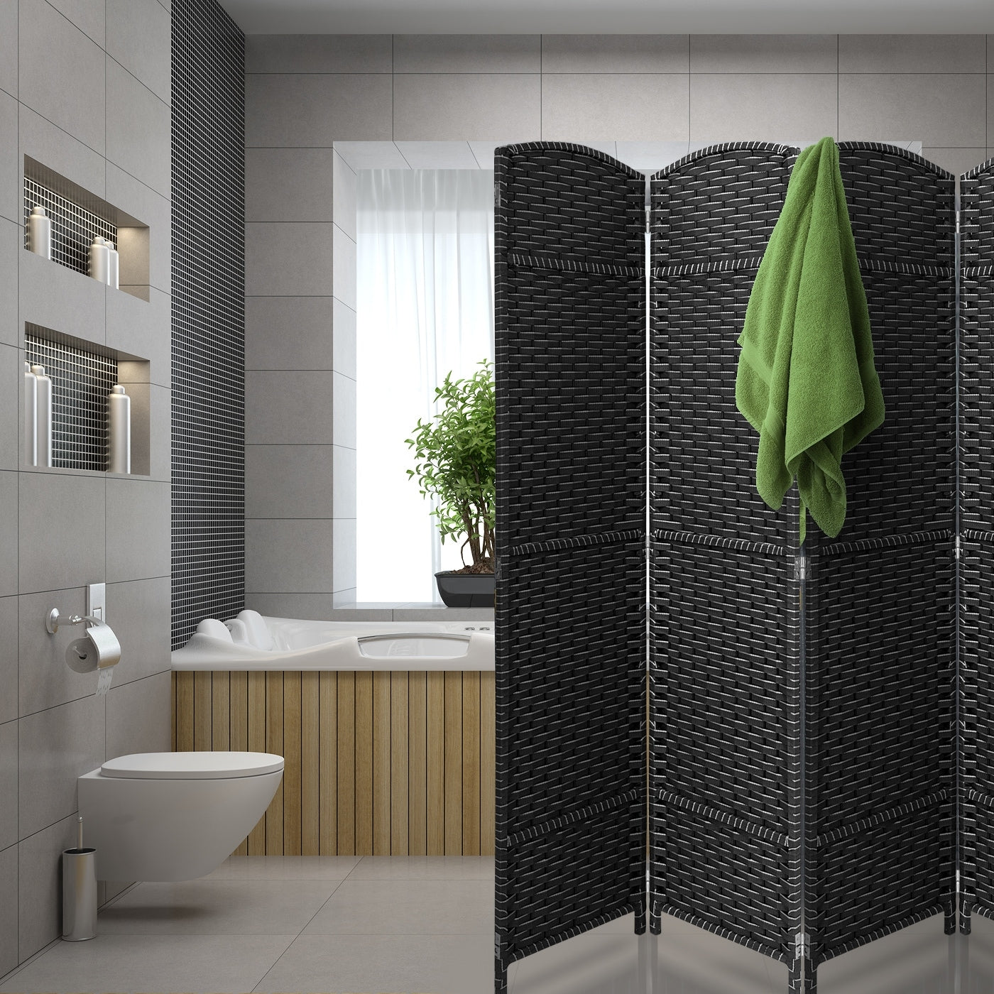 Cloison de séparation pliable et intimité, 8 panneaux, 244 cm (L) x 49,5 cm (l) x 175 cm (H).