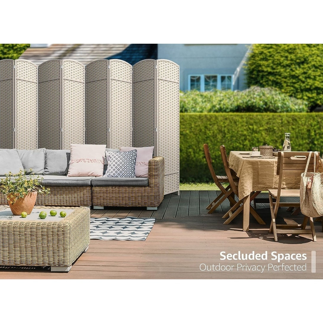 Cloison de séparation pliable et intimité, 8 panneaux, 244 cm (L) x 49,5 cm (l) x 175 cm (H).