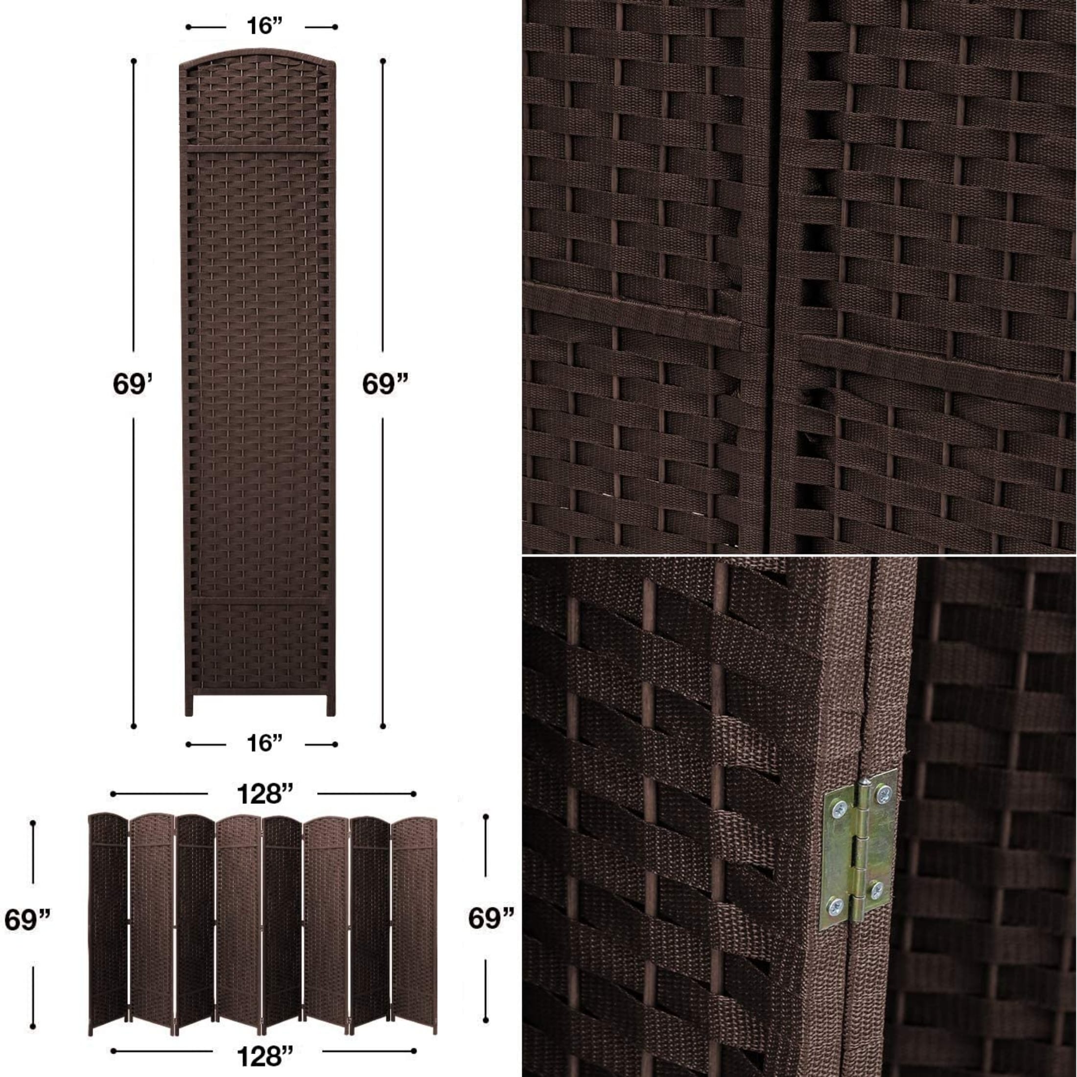 Cloison de séparation pliable et intimité, 8 panneaux, 244 cm (L) x 49,5 cm (l) x 175 cm (H).