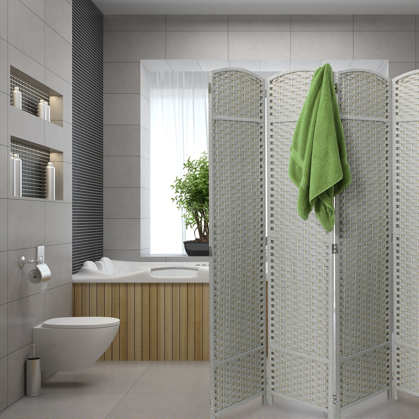 Cloison de séparation pliable et intimité, 8 panneaux, 244 cm (L) x 49,5 cm (l) x 175 cm (H).