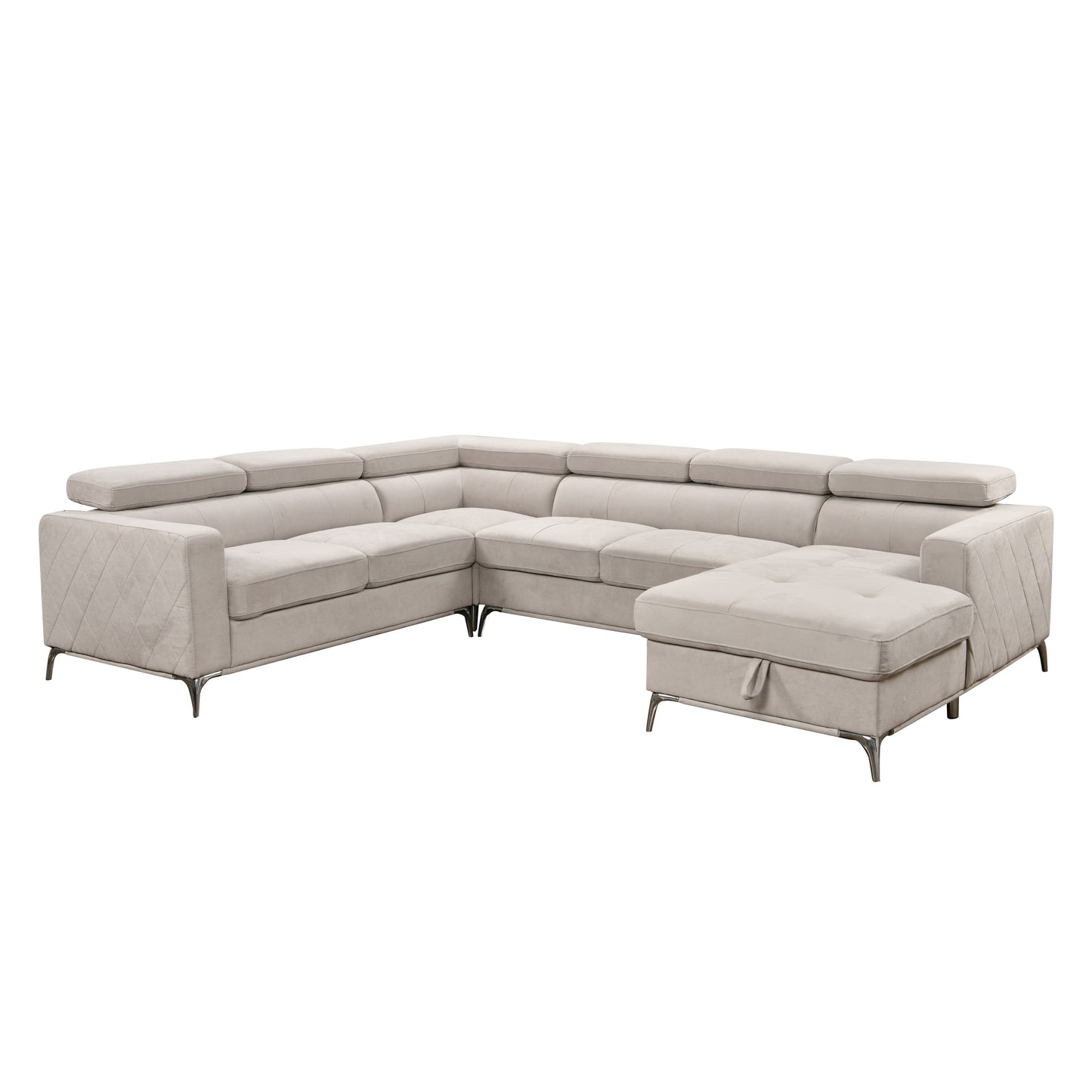 Canapé sectionnel surdimensionné Roomfitters 122 avec rangement pour méridienne, canapé contemporain en U 7 places
