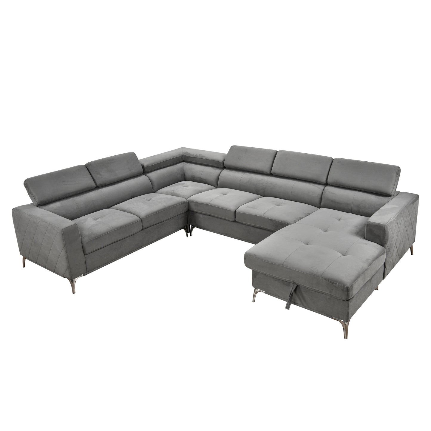Canapé sectionnel surdimensionné Roomfitters 122 avec rangement pour méridienne, canapé contemporain en U 7 places