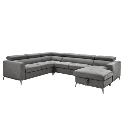Canapé sectionnel surdimensionné Roomfitters 122 avec rangement pour méridienne, canapé contemporain en U 7 places
