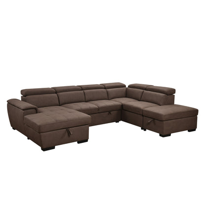 Canapé sectionnel en U Roomfitters 128 avec poufs, canapé modulaire réversible 7 places avec siège de rangement
