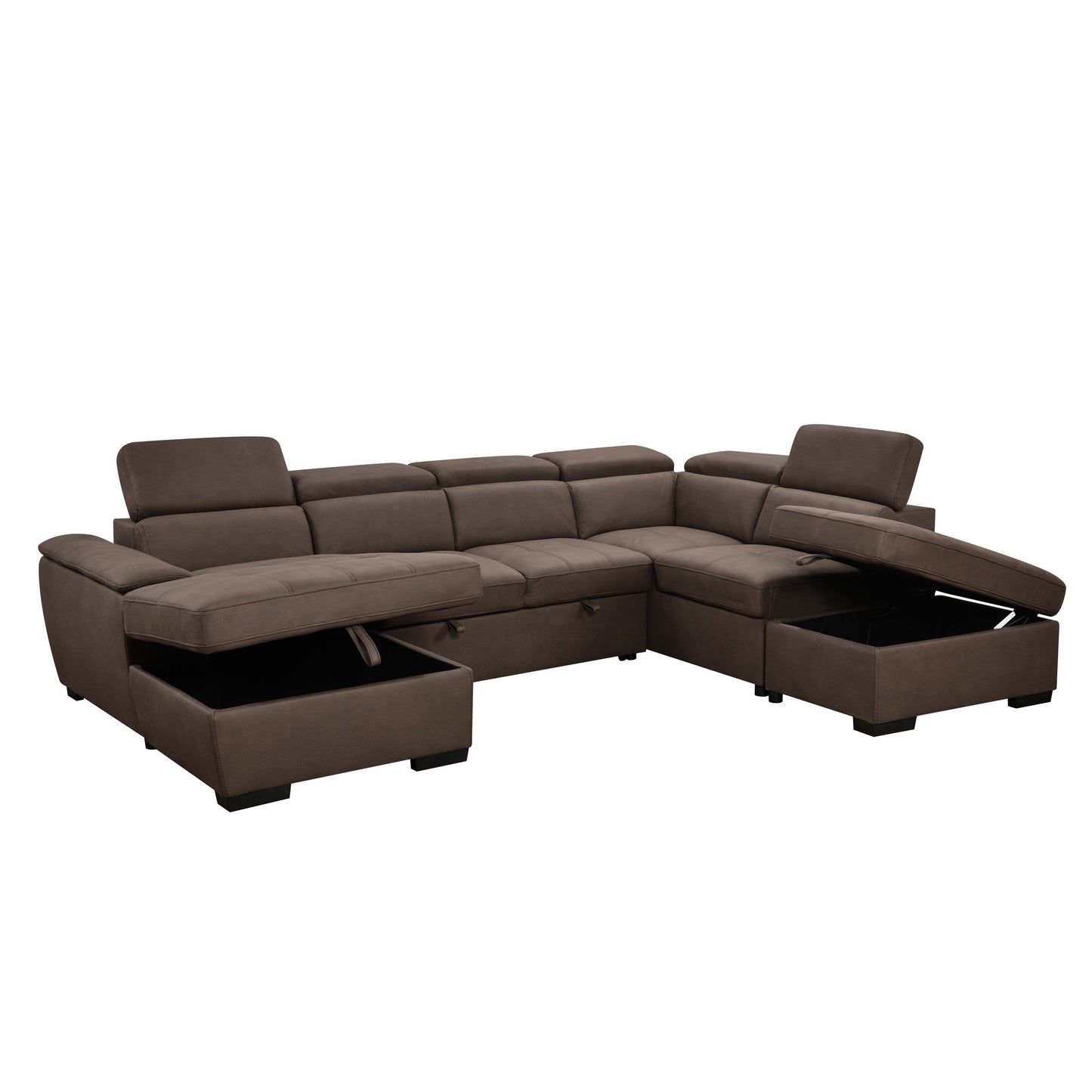 Canapé sectionnel en U Roomfitters 128 avec poufs, canapé modulaire réversible 7 places avec siège de rangement