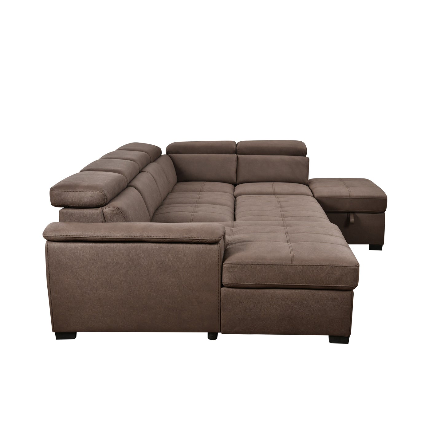 Canapé sectionnel en U Roomfitters 128 avec poufs, canapé modulaire réversible 7 places avec siège de rangement