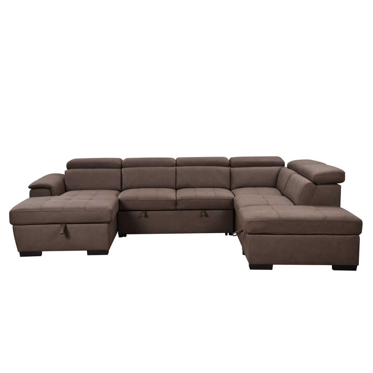 Canapé sectionnel en U Roomfitters 128 avec poufs, canapé modulaire réversible 7 places avec siège de rangement
