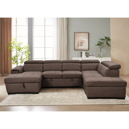Canapé sectionnel en U Roomfitters 128 avec poufs, canapé modulaire réversible 7 places avec siège de rangement