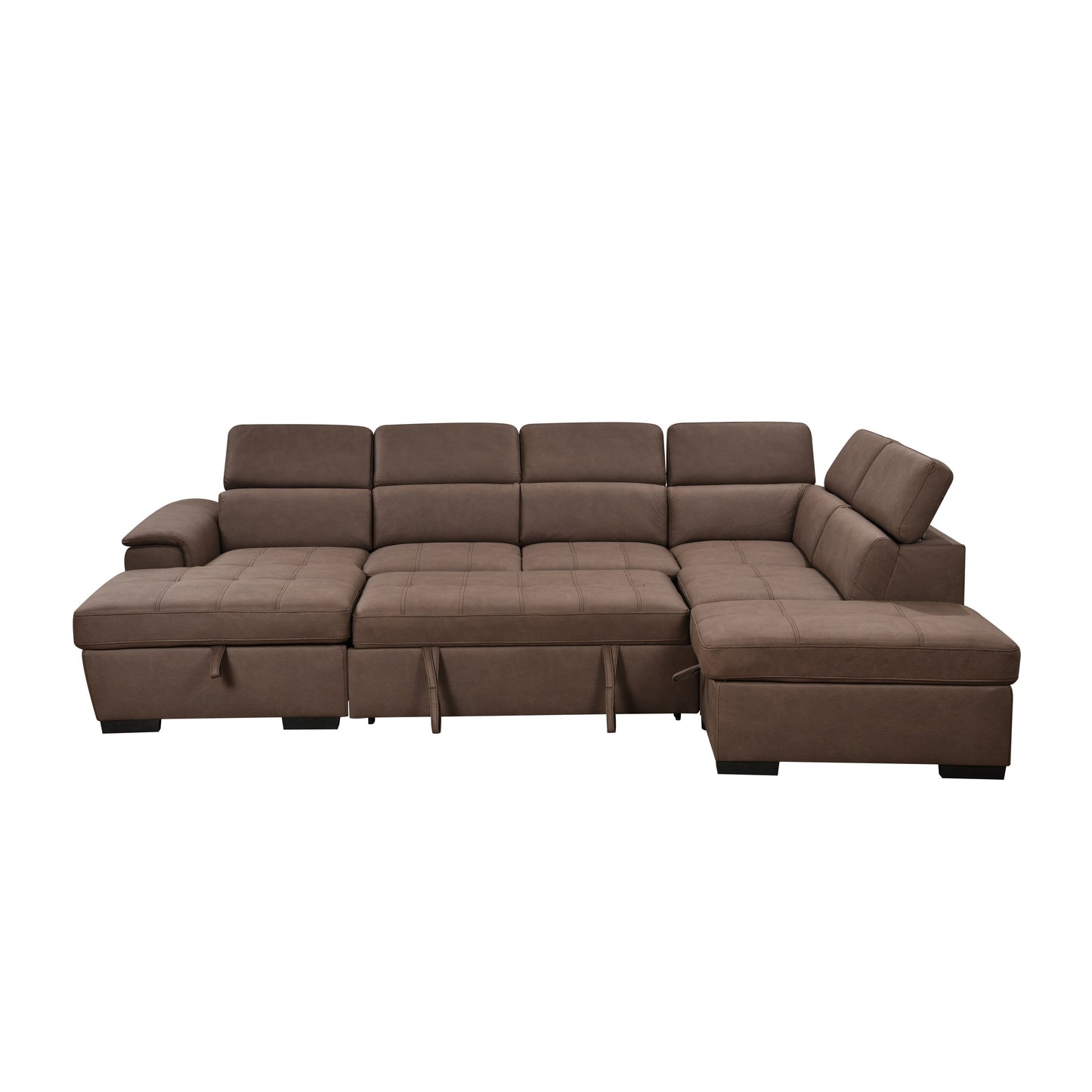 Canapé sectionnel en U Roomfitters 128 avec poufs, canapé modulaire réversible 7 places avec siège de rangement