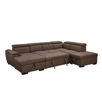 Canapé sectionnel en U Roomfitters 128 avec poufs, canapé modulaire réversible 7 places avec siège de rangement