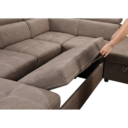 Canapé sectionnel en U Roomfitters 128 avec poufs, ensemble de canapés modulaires réversibles avec rangement