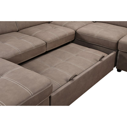 Canapé sectionnel en U Roomfitters 128 avec poufs, ensemble de canapés modulaires réversibles avec rangement