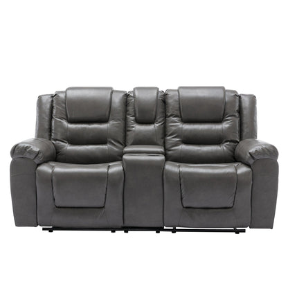 Fauteuil inclinable manuel 2 places pour home cinéma Roomfitters avec coffre de rangement et porte-gobelets, gris