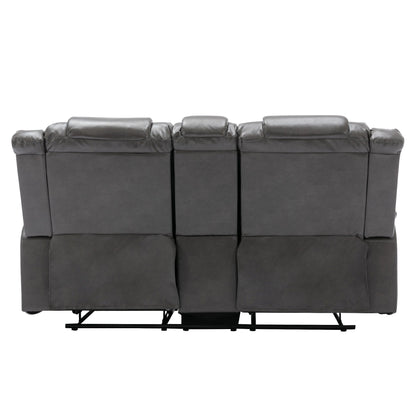 Fauteuil inclinable manuel 2 places pour home cinéma Roomfitters avec coffre de rangement et porte-gobelets, gris