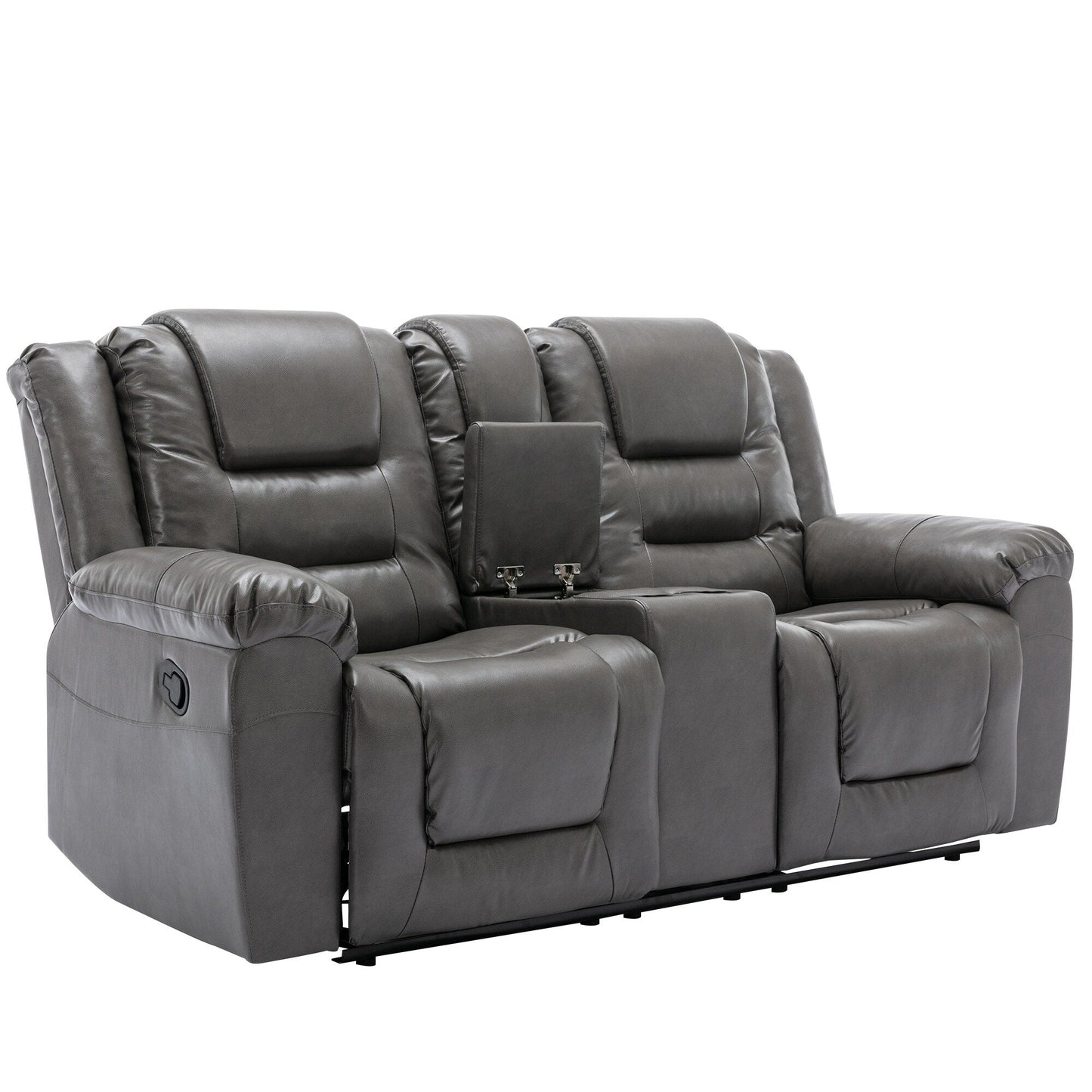 Fauteuil inclinable manuel 2 places pour home cinéma Roomfitters avec coffre de rangement et porte-gobelets, gris