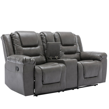 Fauteuil inclinable manuel 2 places pour home cinéma Roomfitters avec coffre de rangement et porte-gobelets, gris