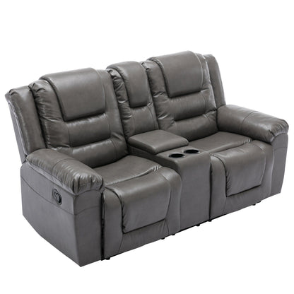 Fauteuil inclinable manuel 2 places pour home cinéma Roomfitters avec coffre de rangement et porte-gobelets, gris