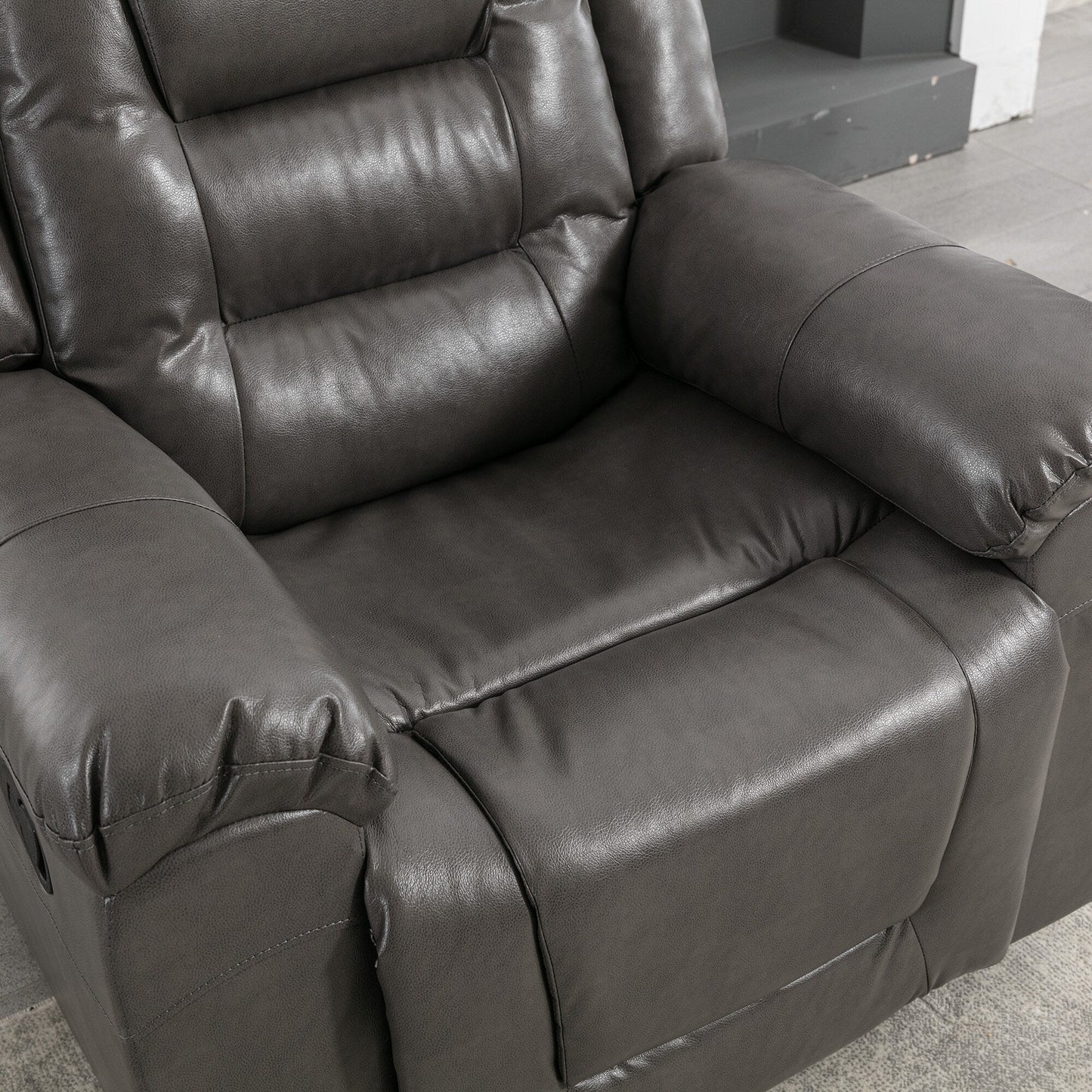 Fauteuil inclinable manuel 2 places pour home cinéma Roomfitters avec coffre de rangement et porte-gobelets, gris