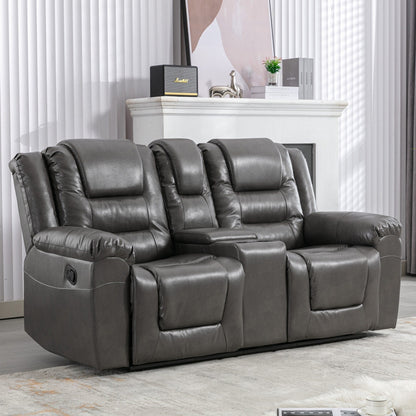Fauteuil inclinable manuel 2 places pour home cinéma Roomfitters avec coffre de rangement et porte-gobelets, gris