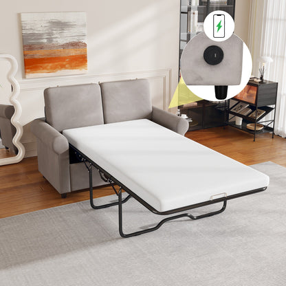 Canapé-lit gigogne 2 en 1 Roomfitters avec surmatelas double haut de gamme, ports USB et design compact pour le salon