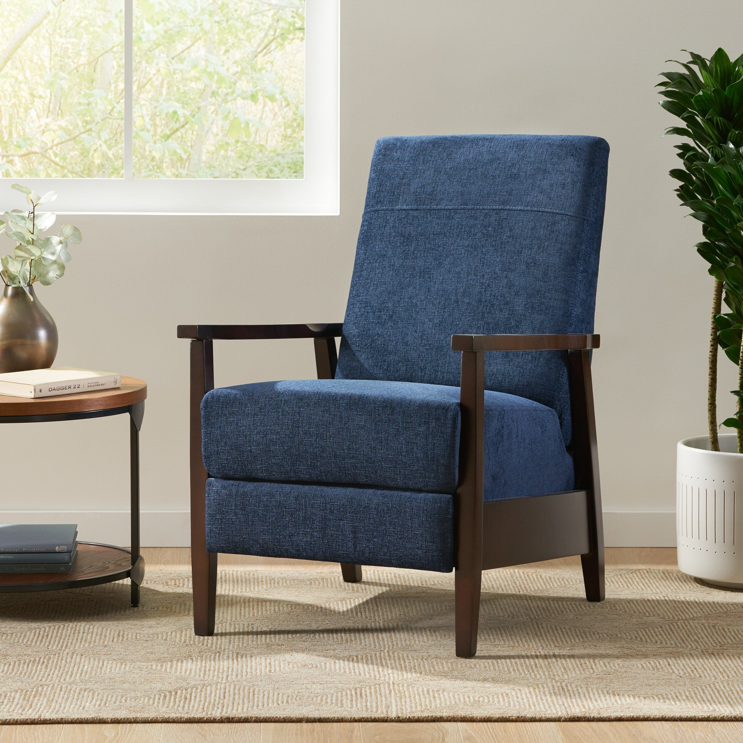 Fauteuil inclinable manuel en bois de 62 cm de large, fauteuil de salon confortable pour le salon