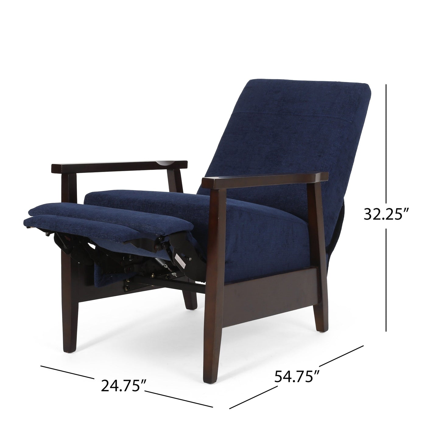 Fauteuil inclinable manuel en bois de 62 cm de large, fauteuil de salon confortable pour le salon