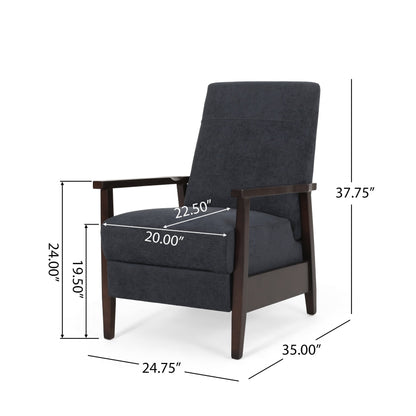 Fauteuil inclinable manuel en bois de 62 cm de large, fauteuil de salon confortable pour le salon