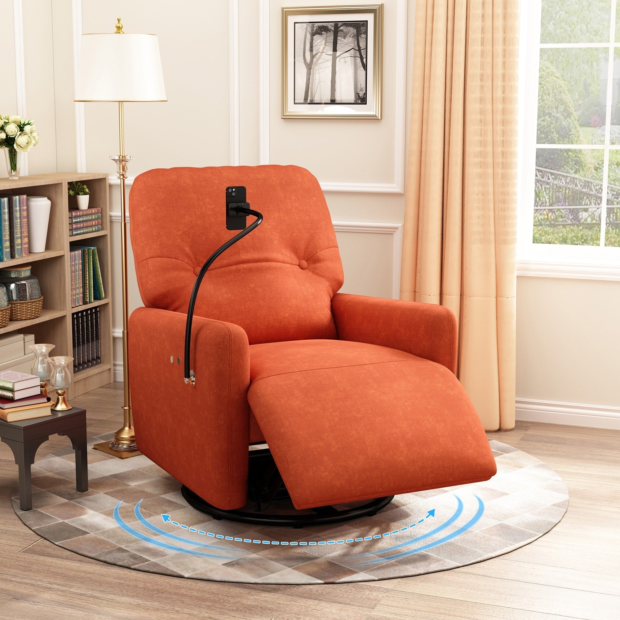 Fauteuil inclinable électrique pivotant à 270 degrés Roomfitters pour cinéma maison, canapé inclinable simple avec mouvement à bascule