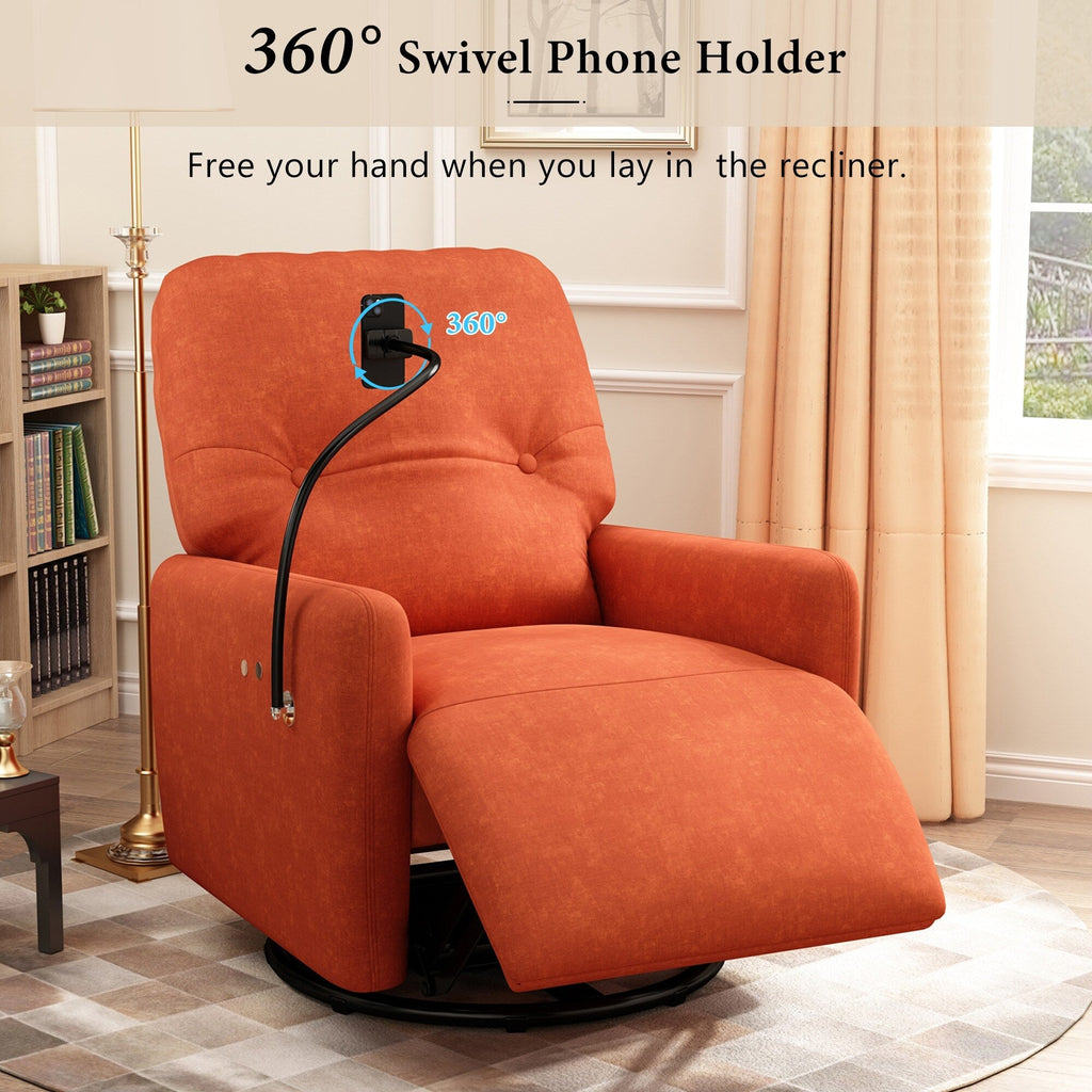 Fauteuil inclinable électrique pivotant à 270 degrés Roomfitters pour cinéma maison, canapé inclinable simple avec mouvement à bascule