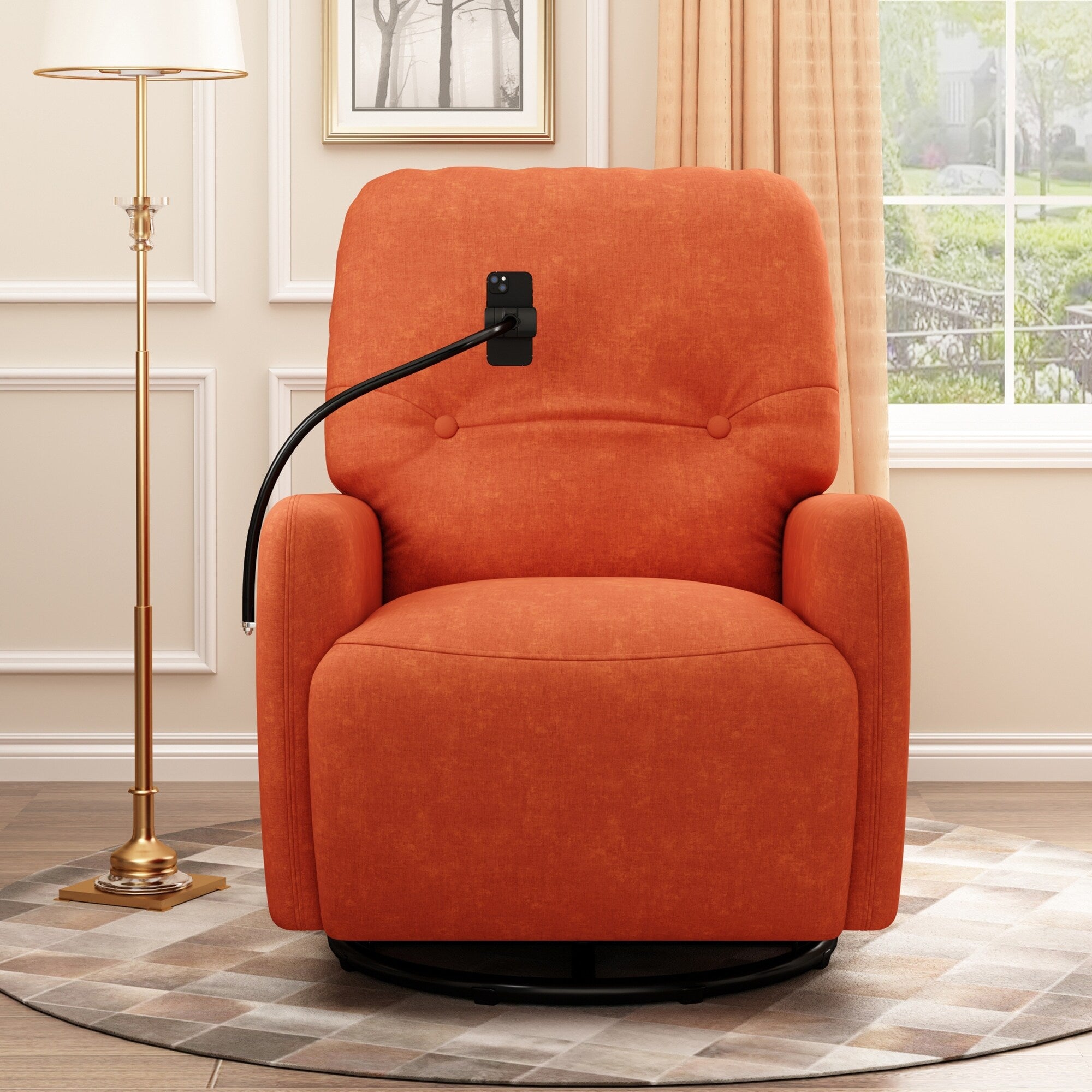 Fauteuil inclinable électrique pivotant à 270 degrés Roomfitters pour cinéma maison, canapé inclinable simple avec mouvement à bascule