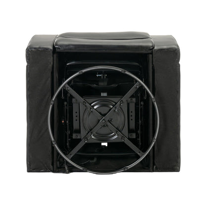 Fauteuil inclinable électrique pivotant à 270° en cuir PU avec support de dossier, tablette, support de téléphone, port USB et rangement dissimulé pour les accoudoirs.