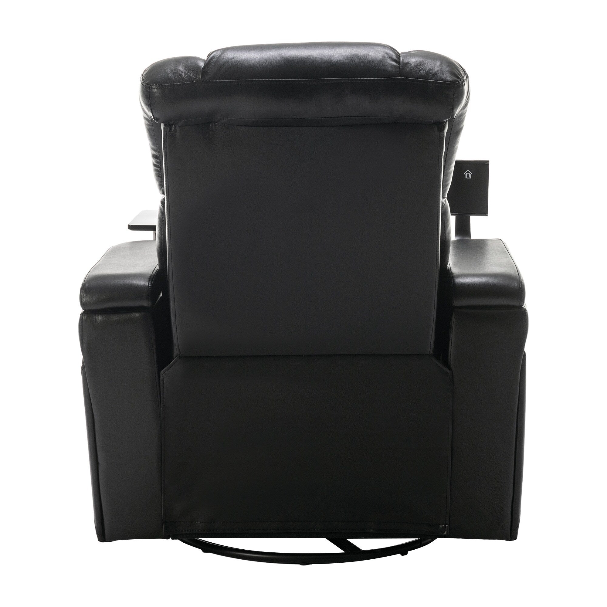 Fauteuil inclinable électrique pivotant à 270° en cuir PU avec support de dossier, tablette, support de téléphone, port USB et rangement dissimulé pour les accoudoirs.