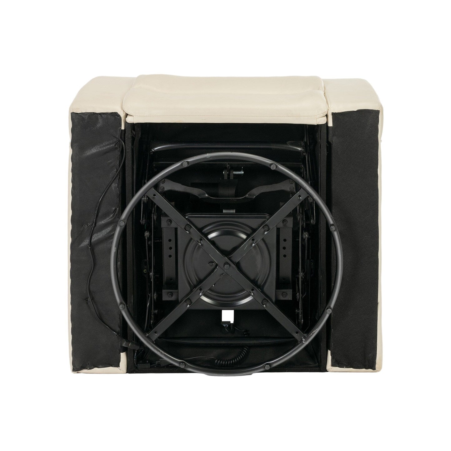 Fauteuil inclinable électrique pivotant à 270° en cuir PU avec support de dossier, tablette, support de téléphone, port USB et rangement dissimulé pour les accoudoirs.