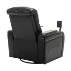 Fauteuil inclinable électrique pivotant à 270° en cuir PU avec support de dossier, tablette, support de téléphone, port USB et rangement dissimulé pour les accoudoirs.