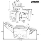 Fauteuil inclinable électrique pivotant à 270° en cuir PU avec son surround intégré, plateau amovible et rangement dissimulé pour les accoudoirs.