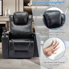 Fauteuil inclinable électrique pivotant à 270° en cuir PU avec son surround intégré, plateau amovible et rangement dissimulé pour les accoudoirs.