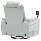 Fauteuil inclinable électrique pivotant à 270° en cuir PU avec son surround intégré, plateau amovible et rangement dissimulé pour les accoudoirs.